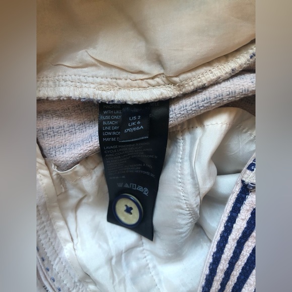 Anthropologie Women's The Essential Slim Trousers Blue White Stripe Size 2 - Picture 14 of 16